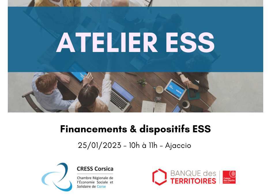 Atelier ESS de la CRESS Corsica : intervention de la Banque des Territoires Corse – Ajaccio, 25/01/2023