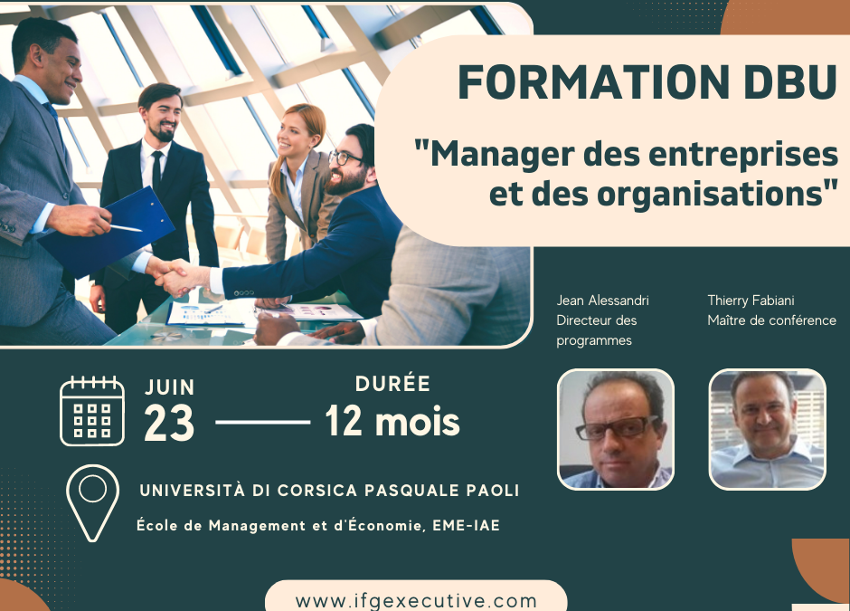 Università di Corsica Pasquale Paoli, Formation Diplôme Universitaire (DBU) : “Manager des entreprises et des organisations”