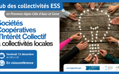 Webinaire RTES – Club des Collectivités pour l’ESS en région Sud & Corse : “Sociétés coopératives d’intérêt collectif & Collectivités locales” – vendredi 12 décembre 2025, à 10h00